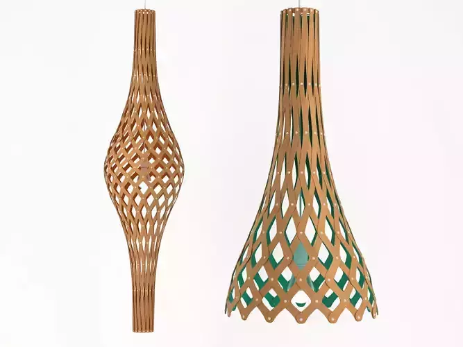 Nikau wooden lamp with design 3D model