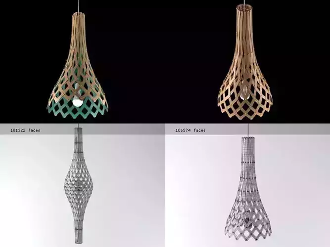 Nikau wooden lamp with design