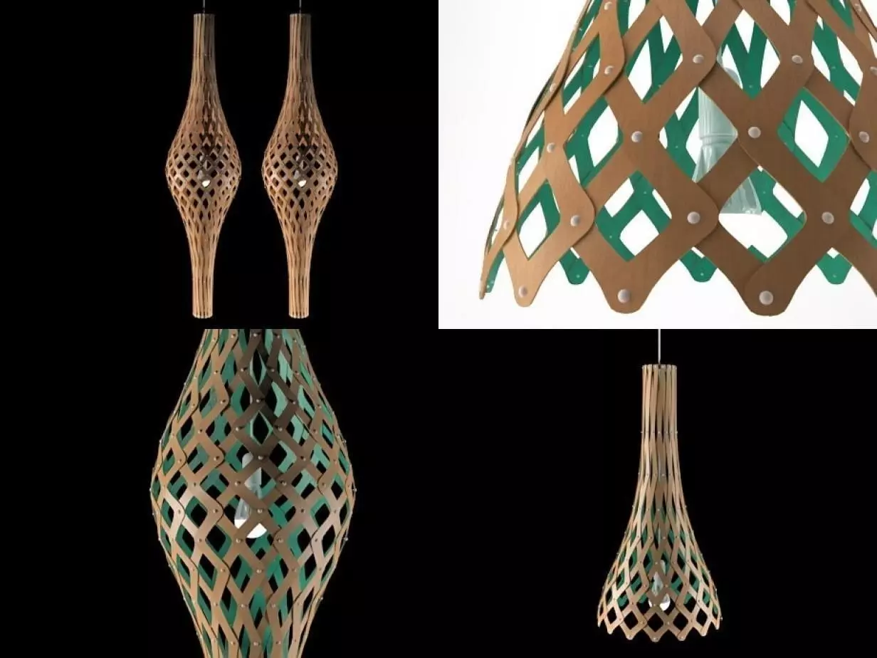 Nikau wooden lamp with design 3D model_6