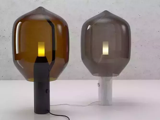 Lighthouse table lamp made of glass and metal