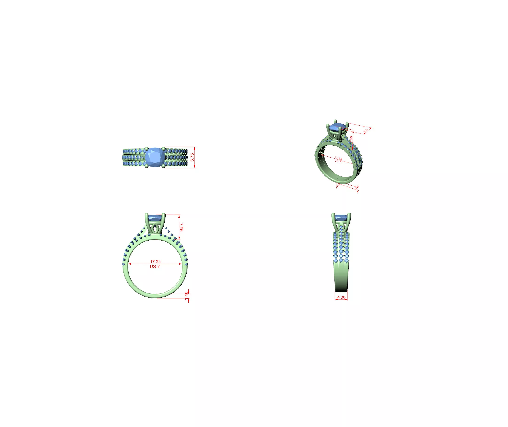 Buy Diamond Ring CAD Design STL 3DM Gold Ring Band R1539 3D print model