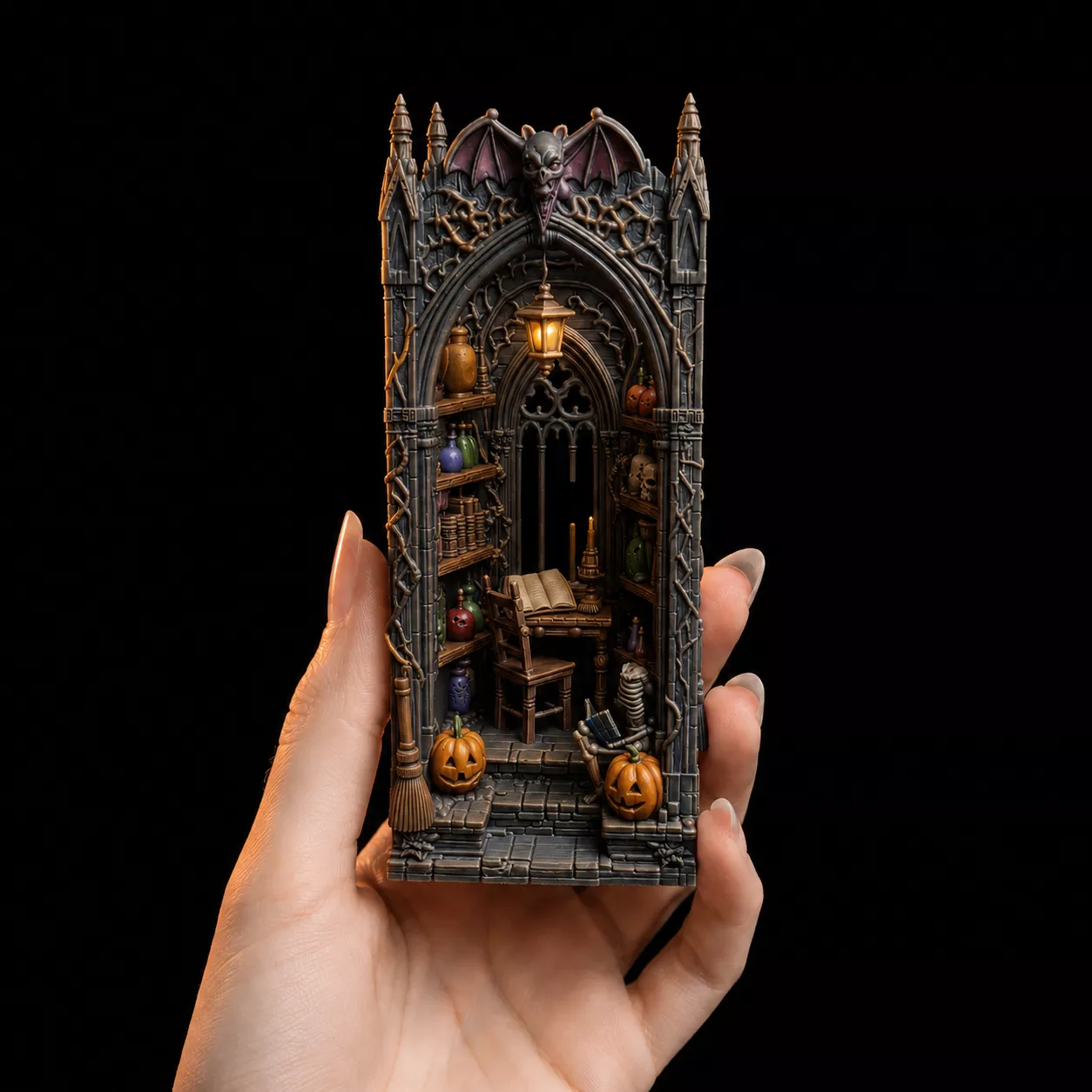 Gothic Witch Library Book Nook Halloween Bookshelf Insert Dioram 3D print model