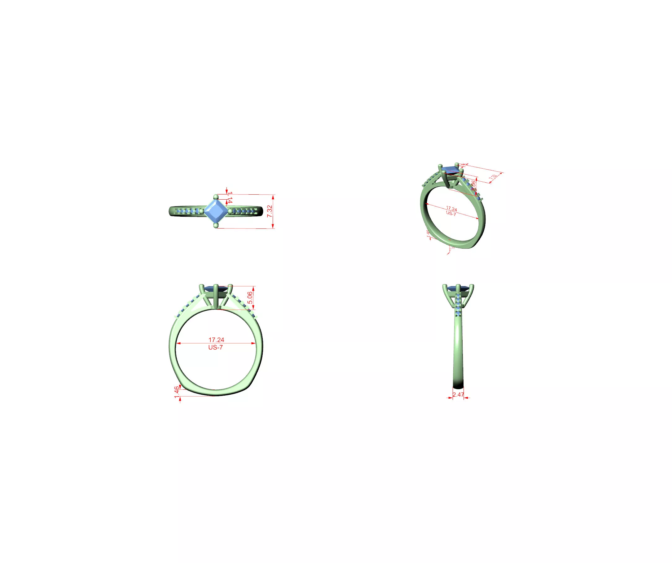 Buy Diamond Ring CAD Design STL 3DM Gold Ring Band R1571 3D print model