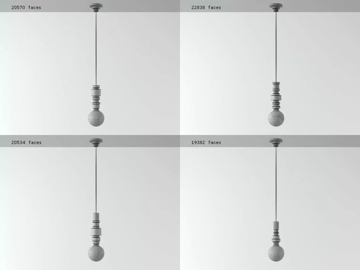 Turn three light bulbs hanging from wall 3D model_4