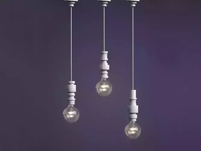Turn three light bulbs hanging from wall 3D model Turn three light bulbs hanging from wall 3D model