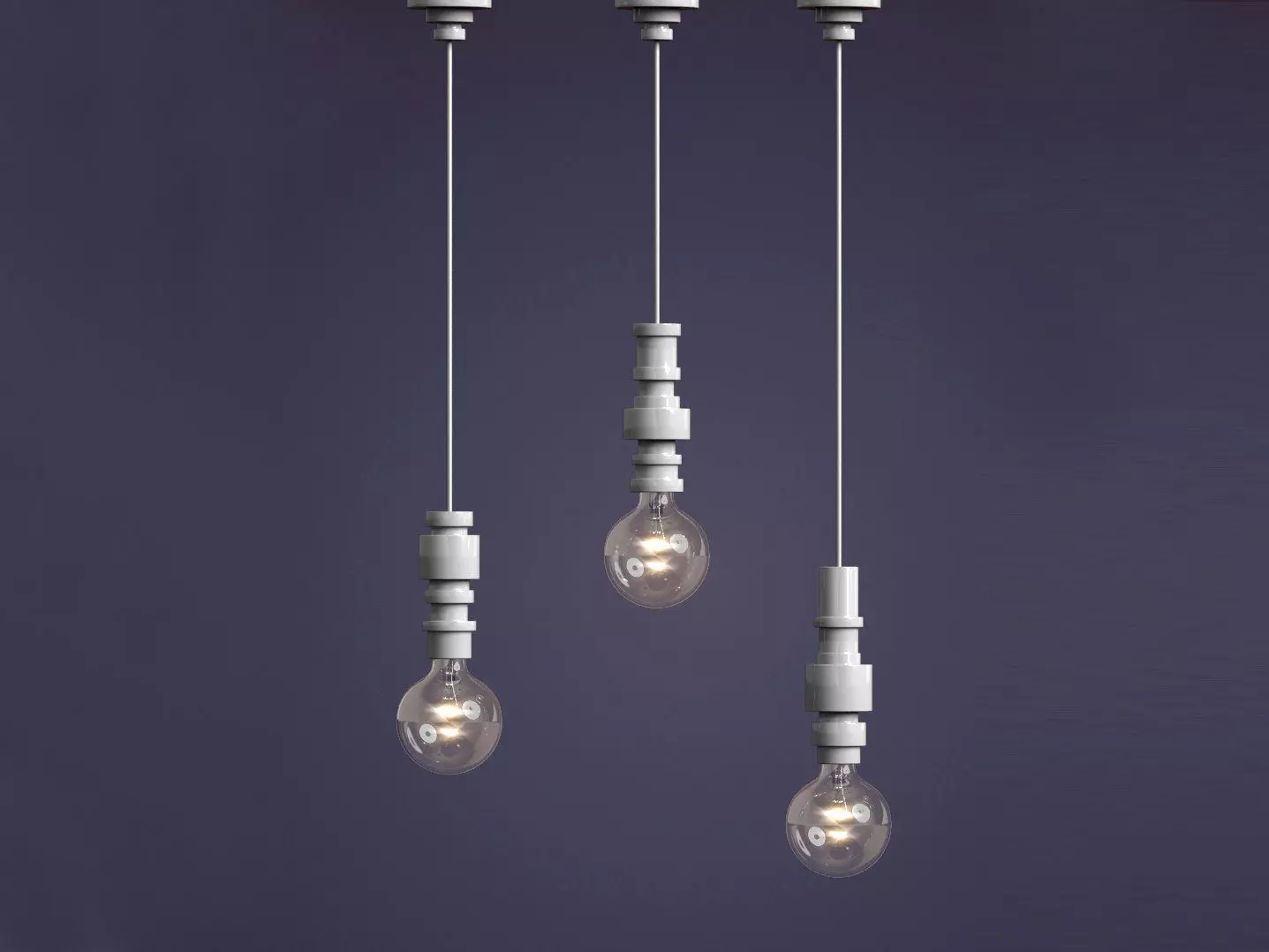 Turn three light bulbs hanging from wall 3D model_0