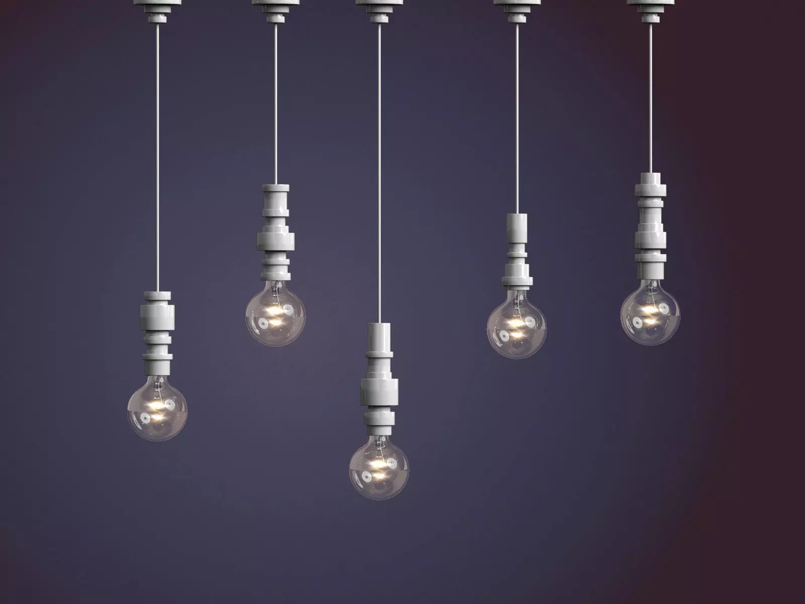 Turn three light bulbs hanging from wall 3D model_1