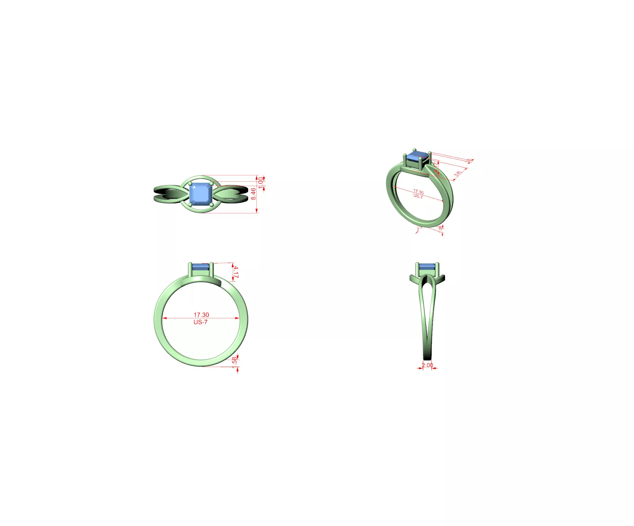 Buy Diamond Ring CAD Design STL 3DM Gold Ring Band R1549 3D print model