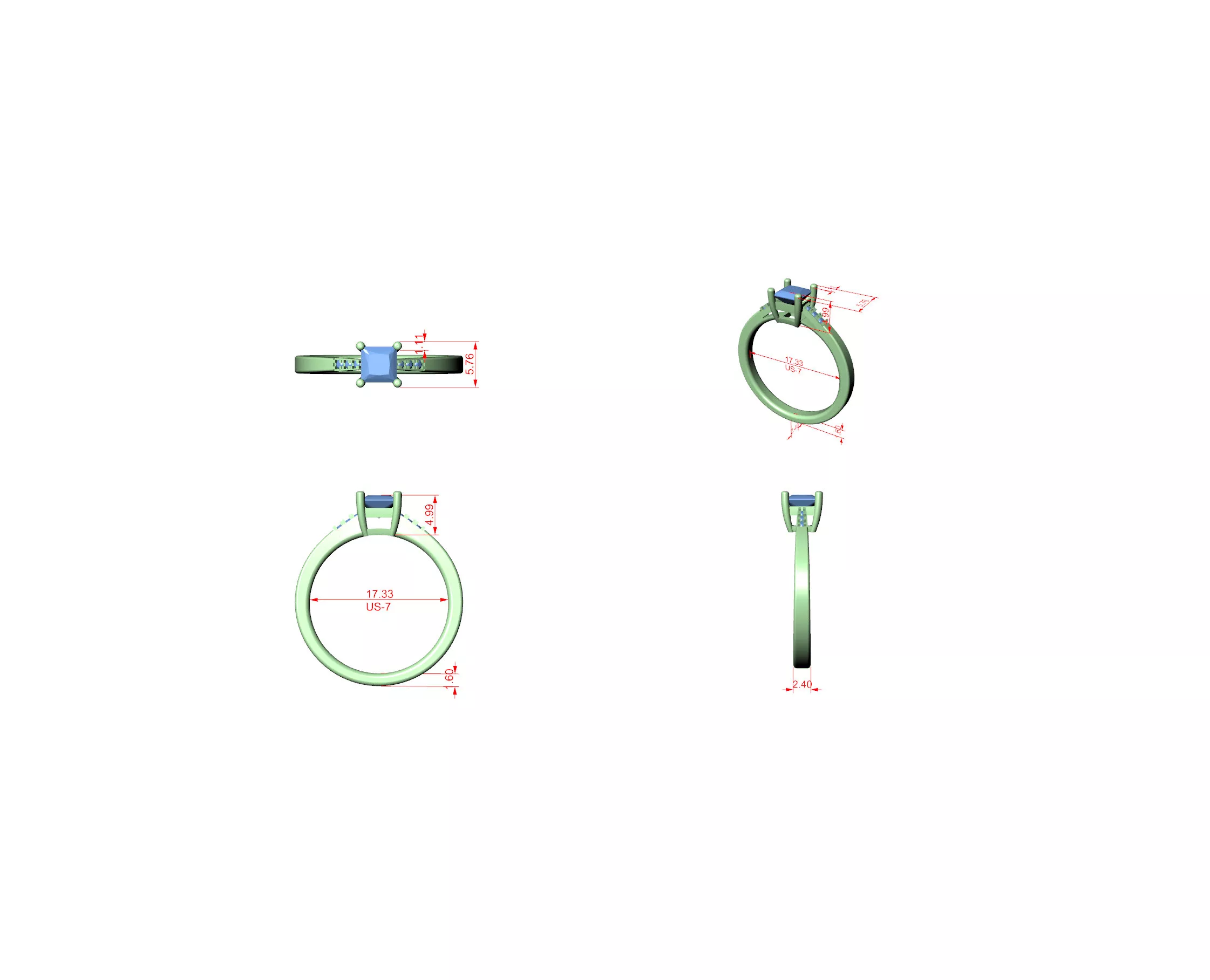 Buy Diamond Ring CAD Design STL 3DM Gold Ring Band R1557 3D print model
