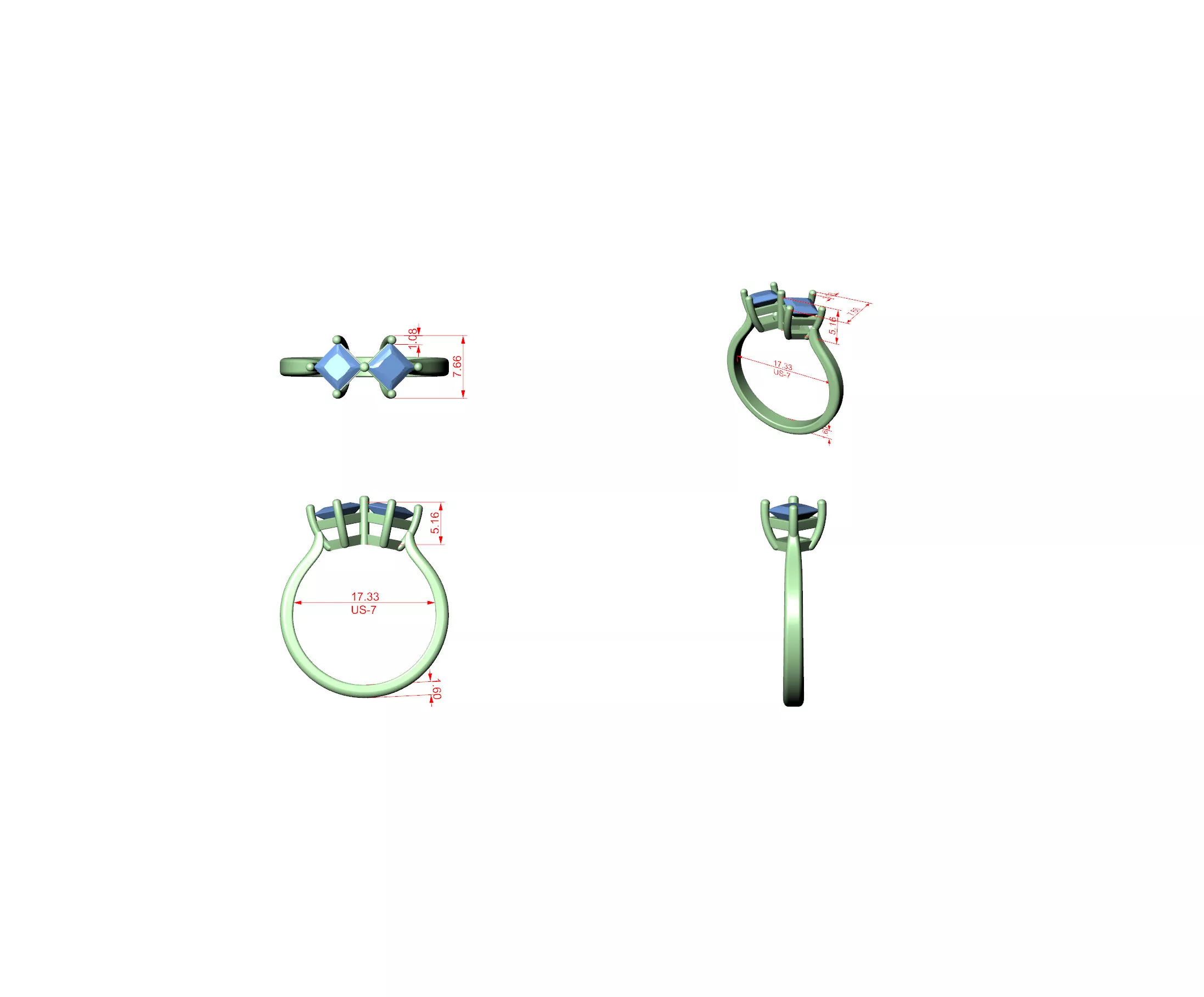 Buy Diamond Ring CAD Design STL 3DM Gold Ring Band R1558 3D print model