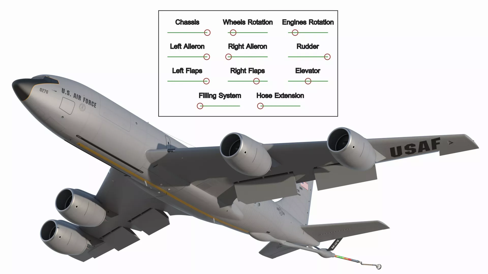 Boeing KC135 Refueling Boom Drogue Rigged 3D model