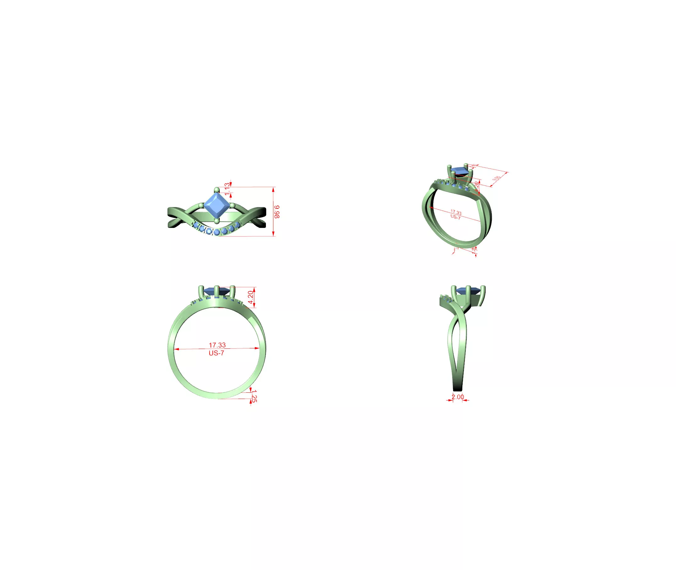 Buy Diamond Ring CAD Design STL 3DM Gold Ring Band R1561 3D print model