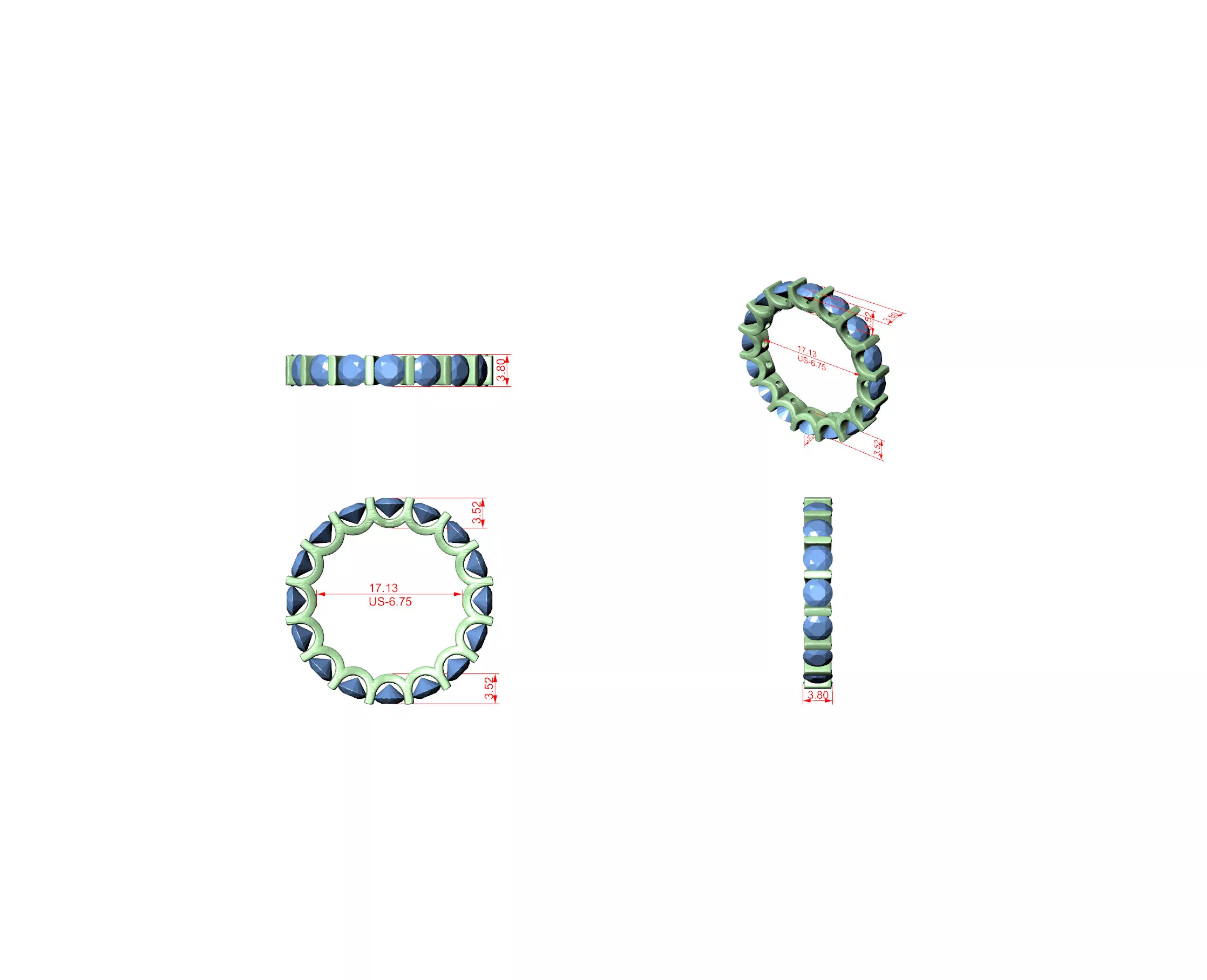 Buy Diamond Ring CAD Design STL 3DM Gold Ring Band R1164 3D print model