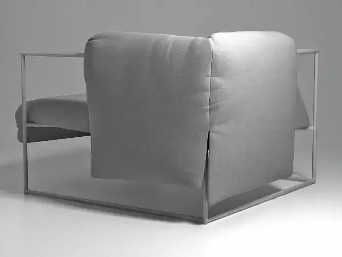 Zabuton chair with fabric and metal frame