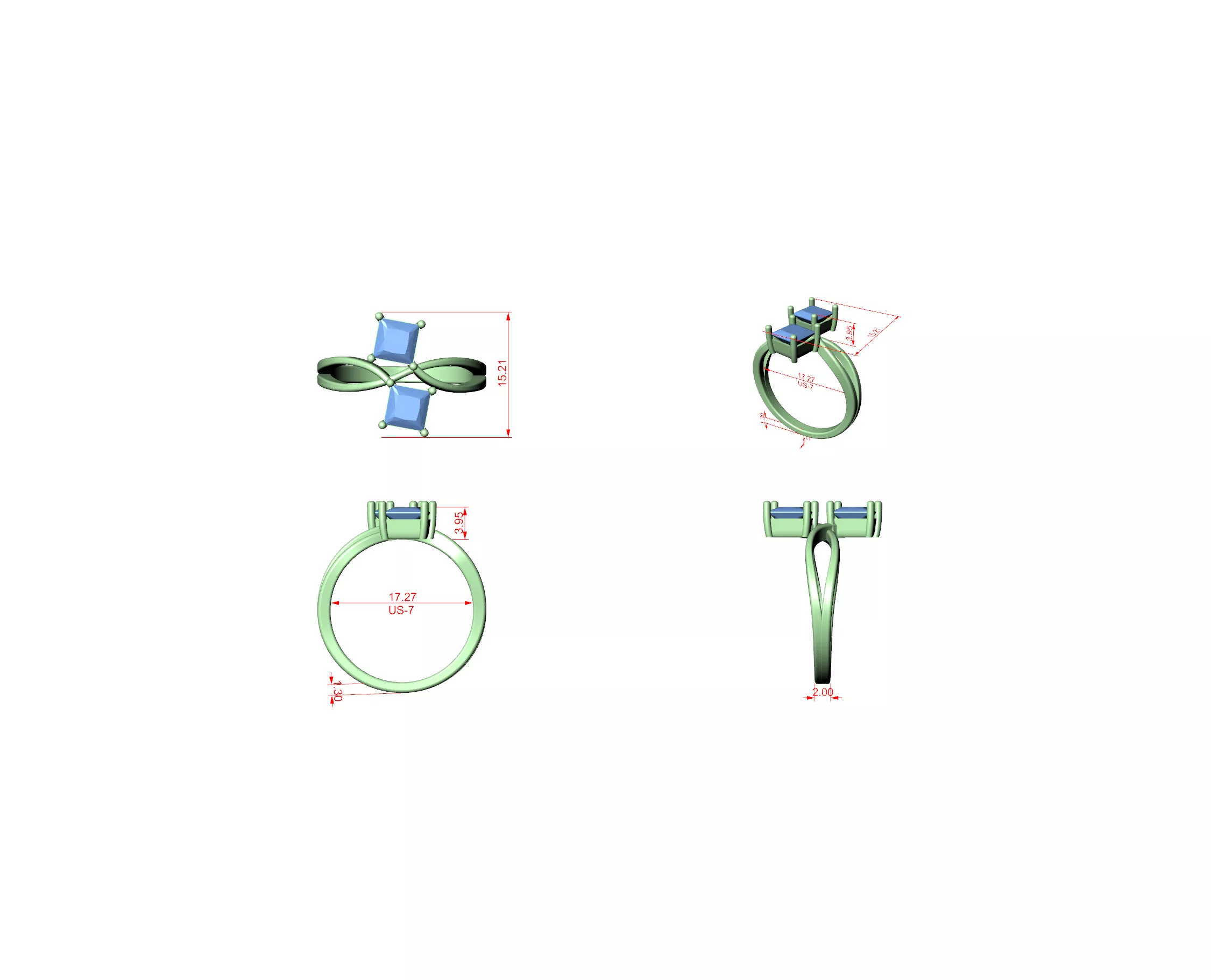 Buy Diamond Ring CAD Design STL 3DM Gold Ring Band R1278 3D print model