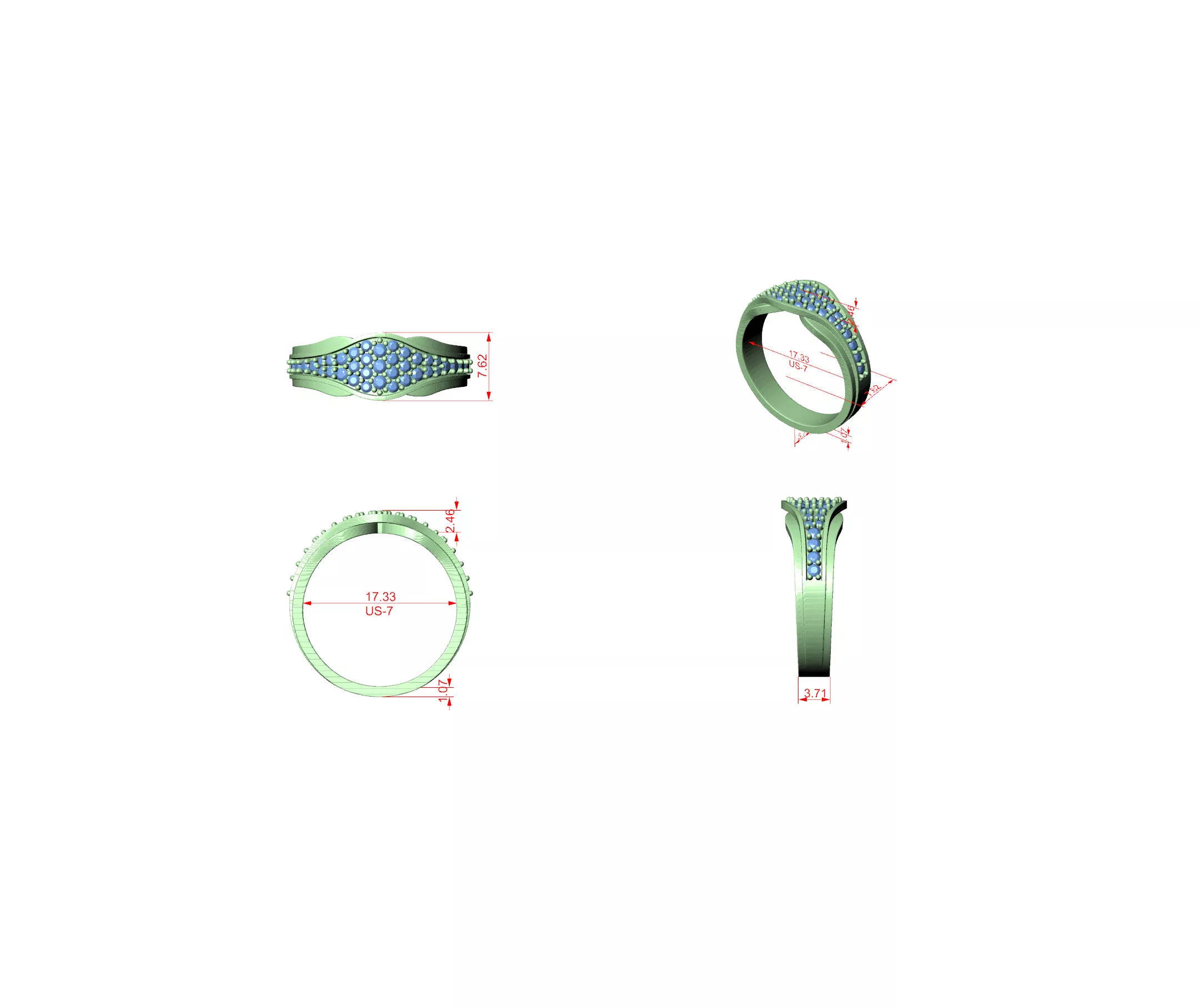 Buy Diamond Ring CAD Design STL 3DM Gold Ring Band R1156 3D print model