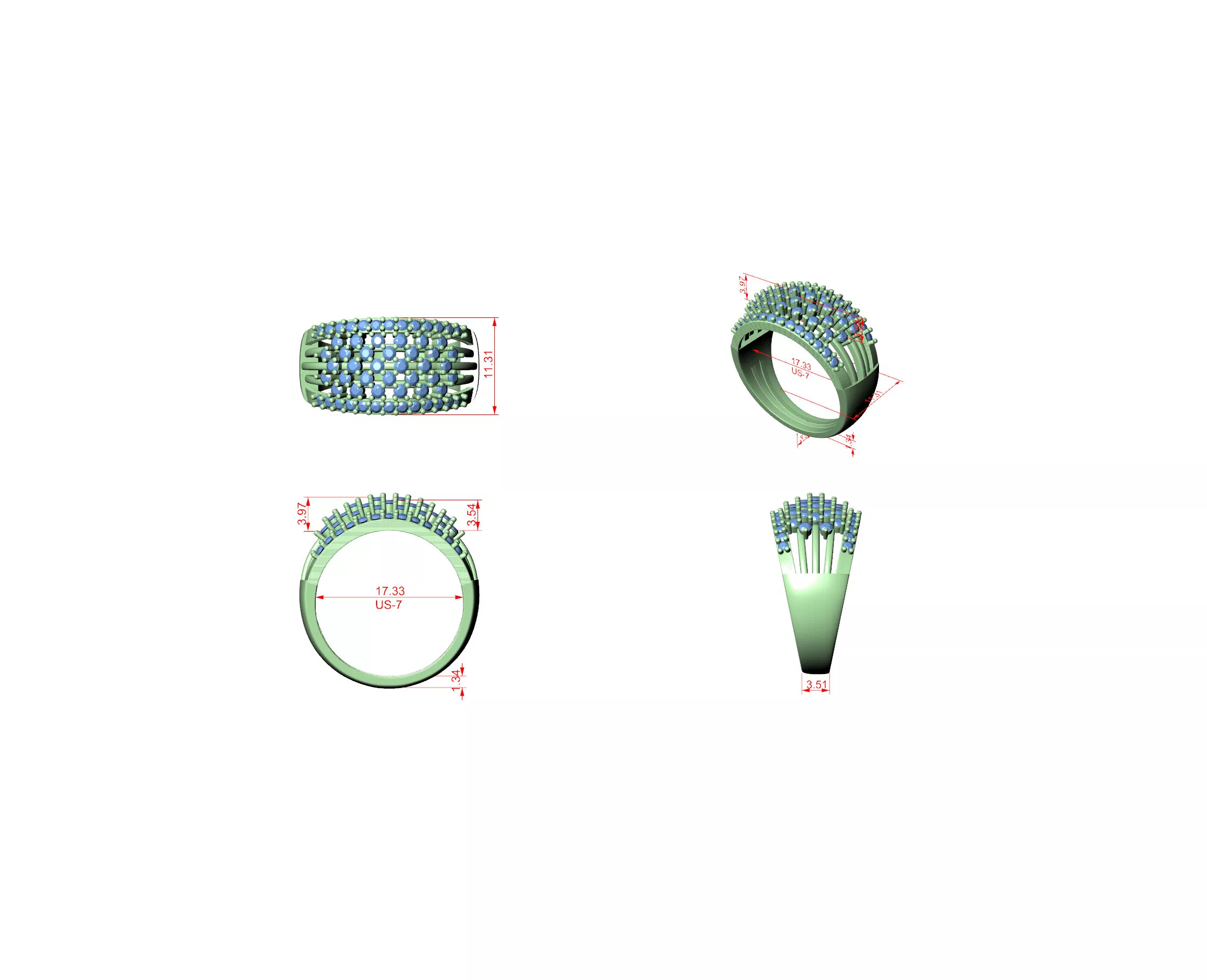 Buy Diamond Ring CAD Design STL 3DM Gold Ring Band R1264 3D print model