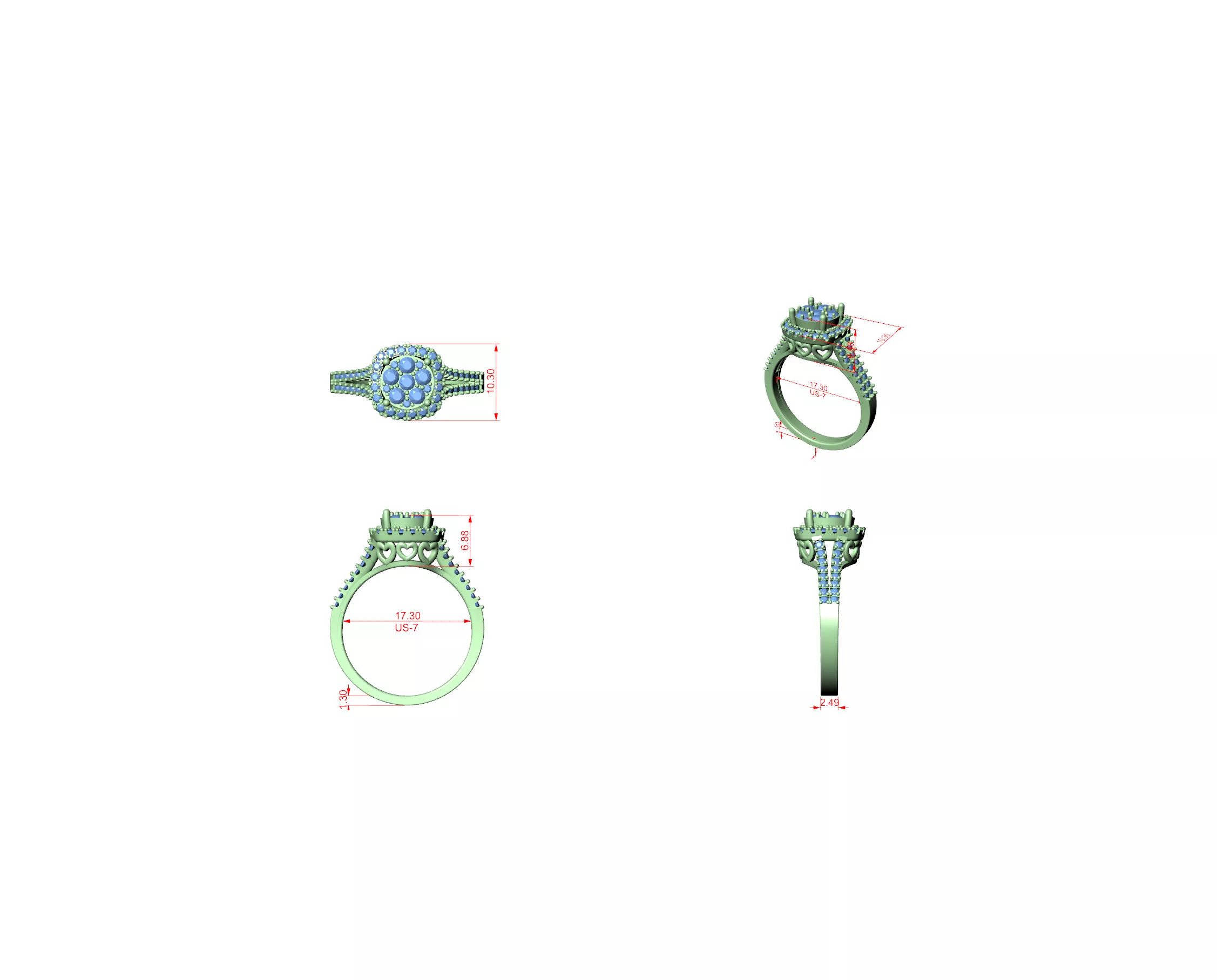 Buy Diamond Ring CAD Design STL 3DM Gold Ring Band R1234 3D print model