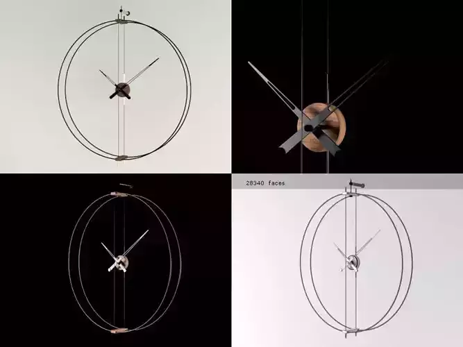 Barcelona wall clock made of metal and wood