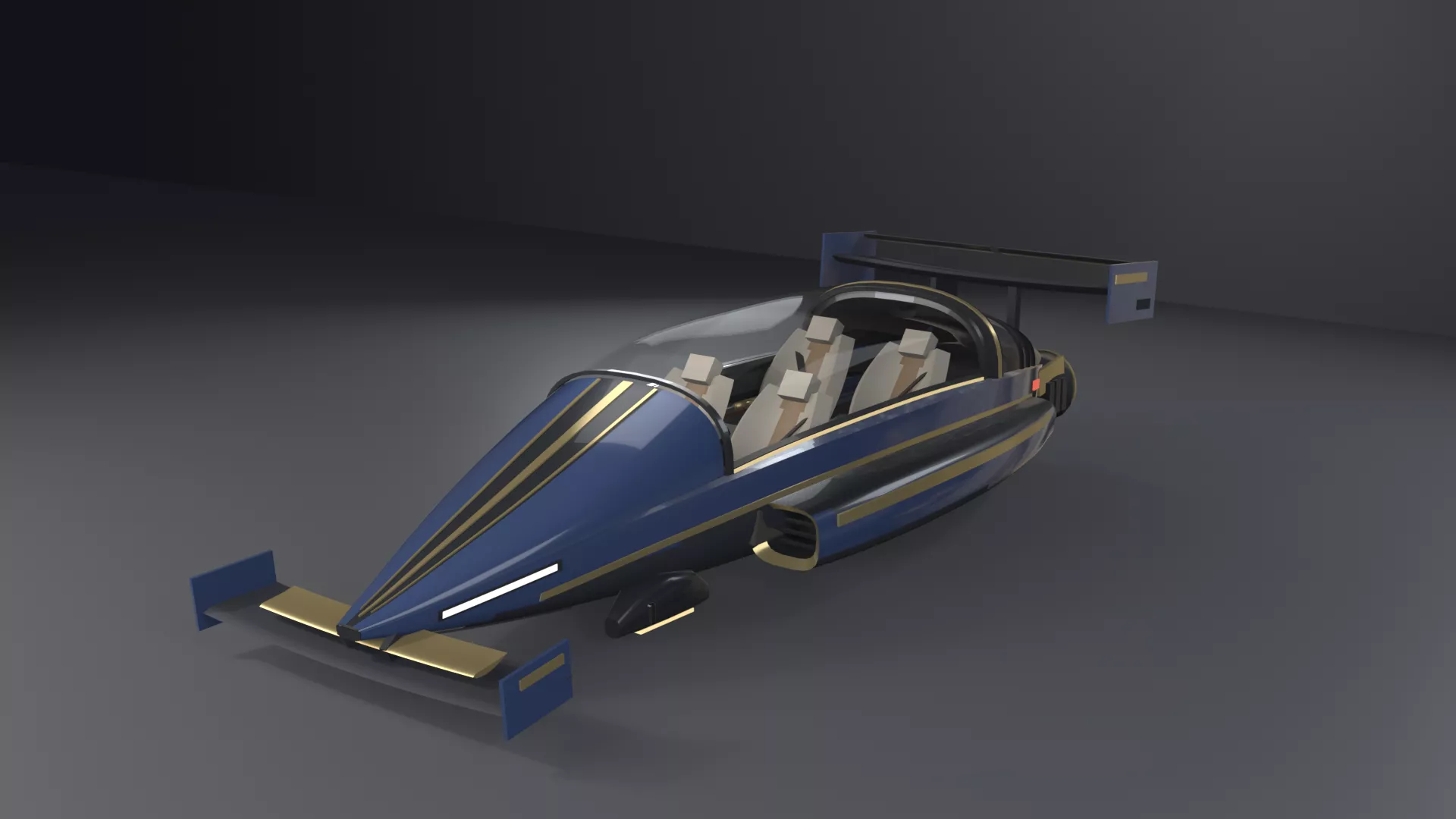 Sci-Fi Hover Limousine Spaceship Pod - 4 Seat Luxury Vehicle Low-poly 3D model