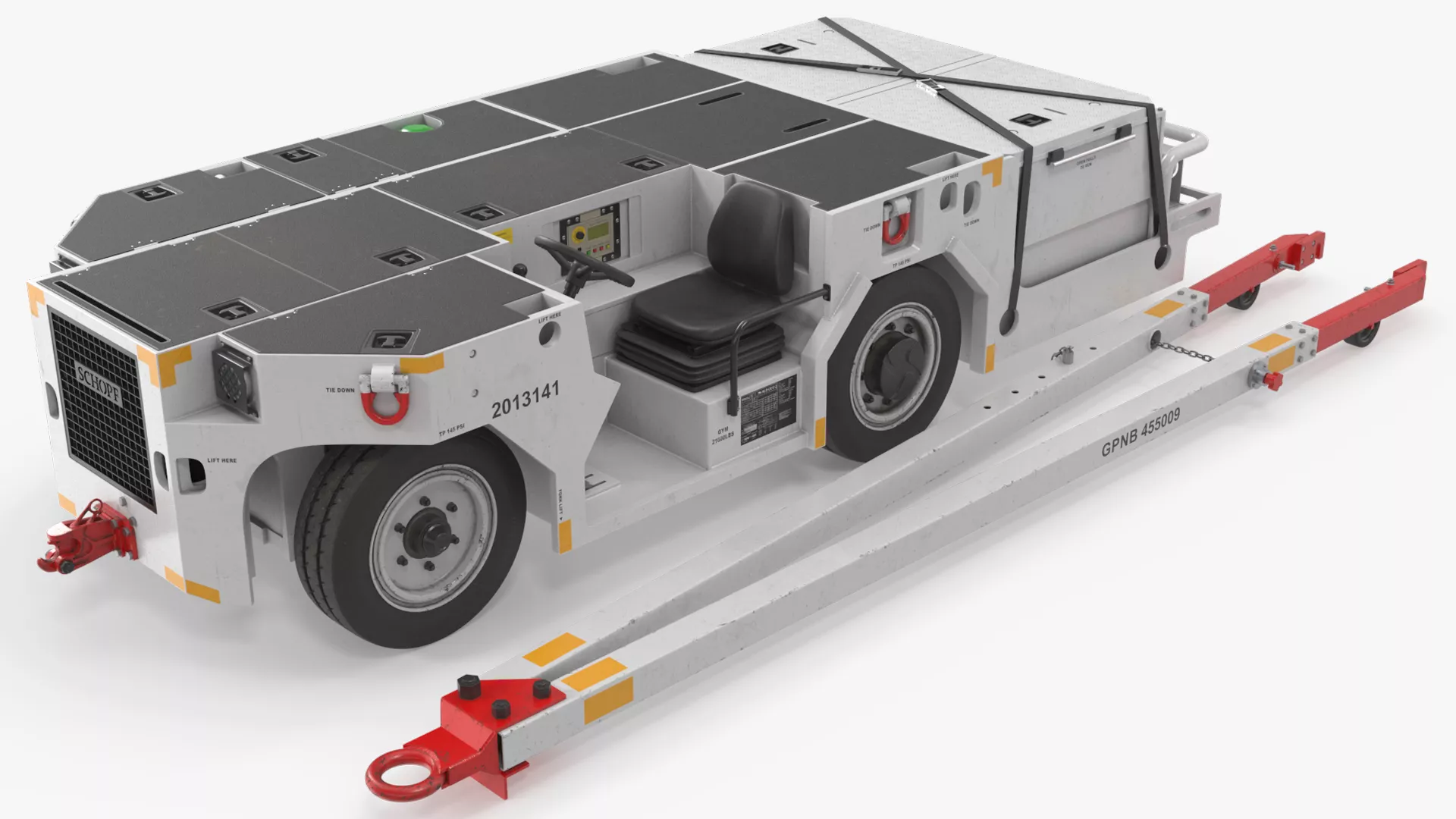 Schopf Long Naval Aircraft Tow Tractor Rigged for Cinema 4D 3D model
