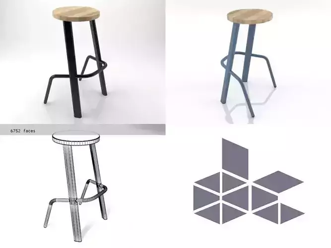 Bull bar stool with wooden seat