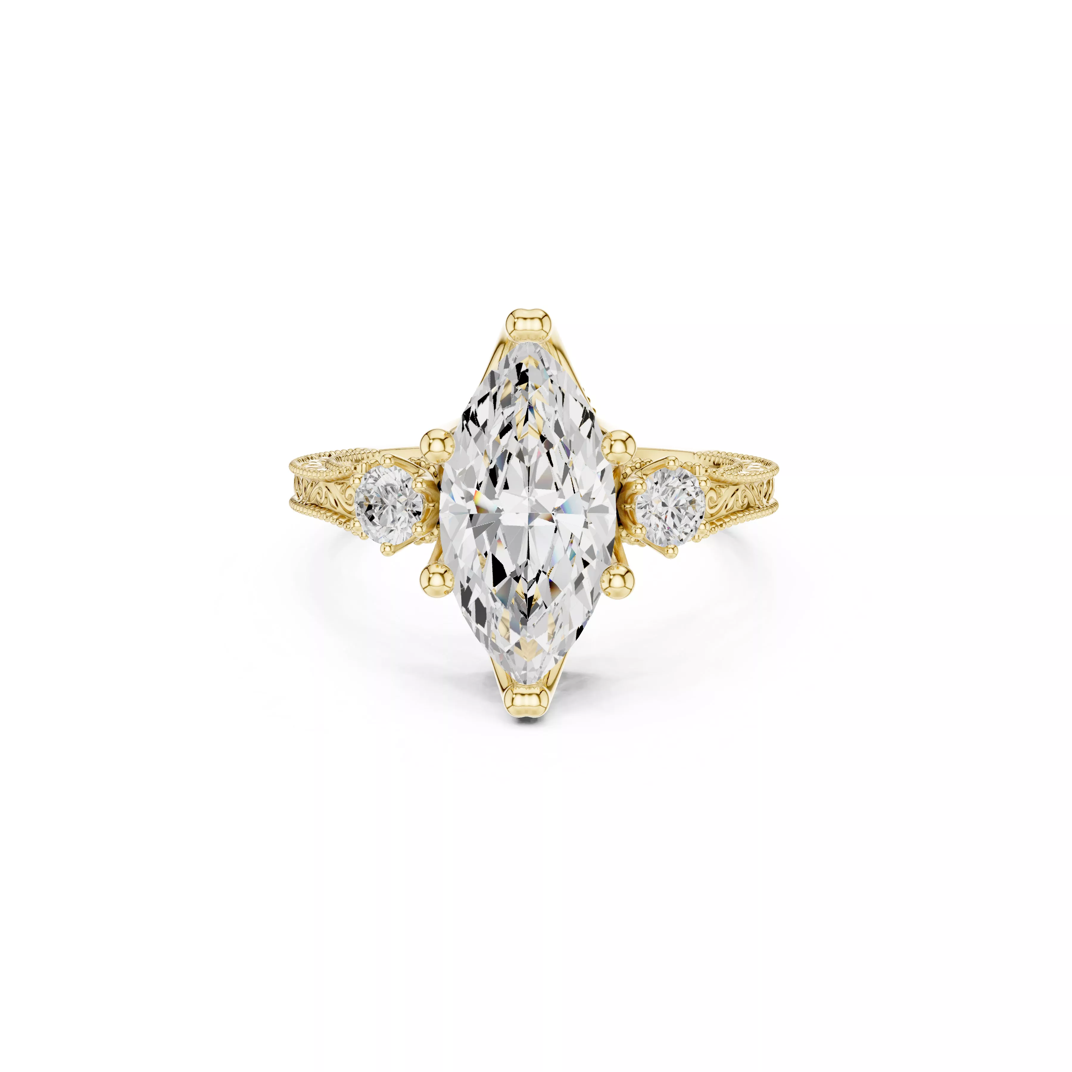 Buy Diamond Ring CAD Design STL 3DM Gold Ring Band R1213 3D print model