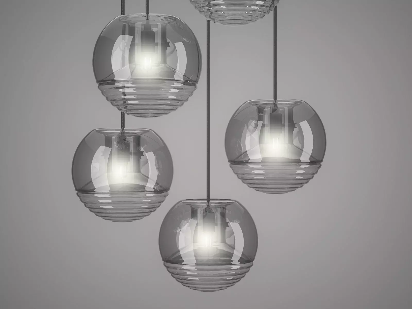 Flask four glass pendant lights 3D model_4
