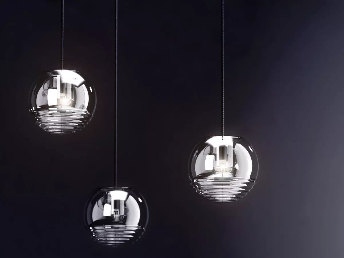 Flask four glass pendant lights 3D model_3