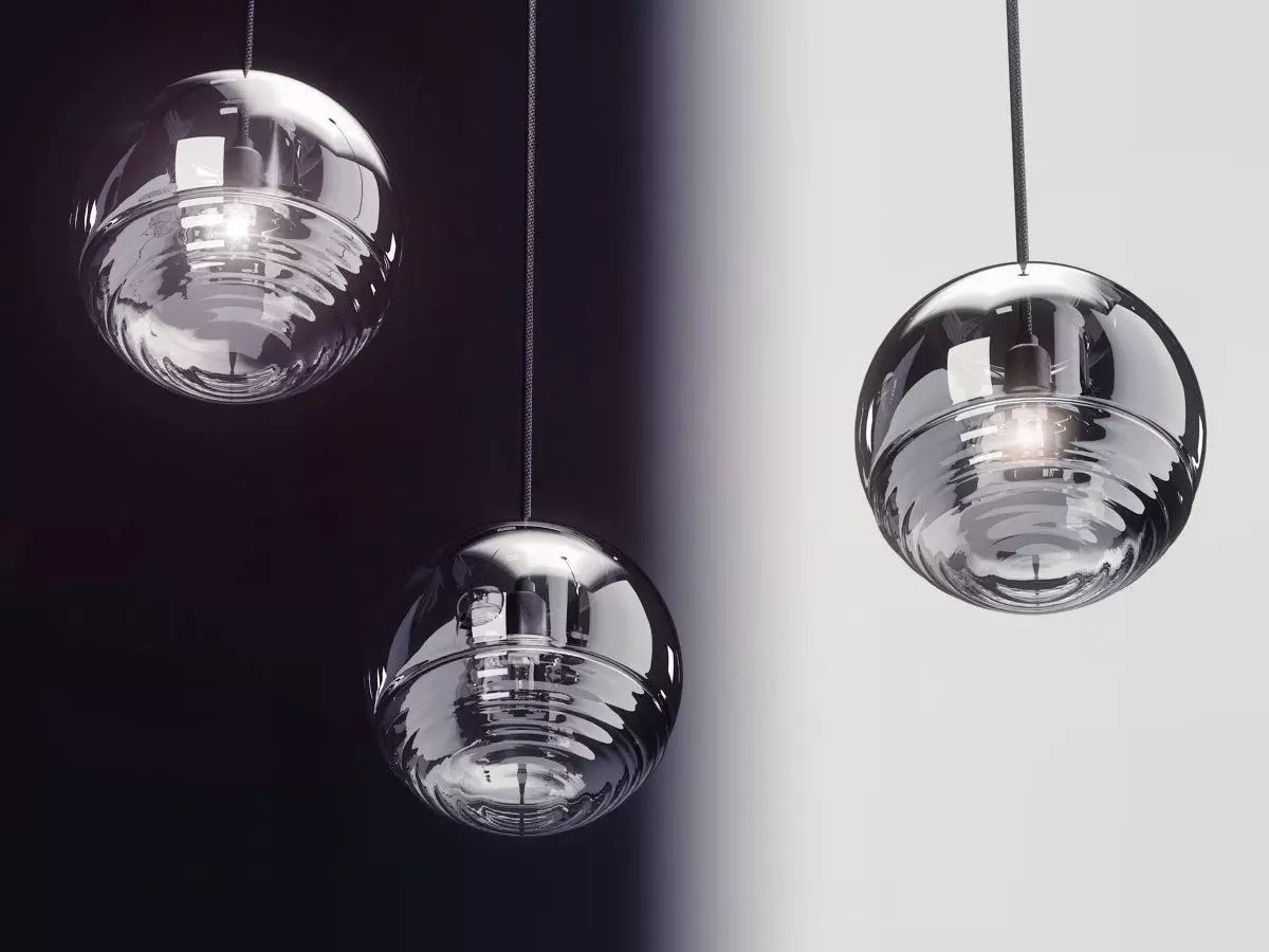 Flask four glass pendant lights 3D model_2