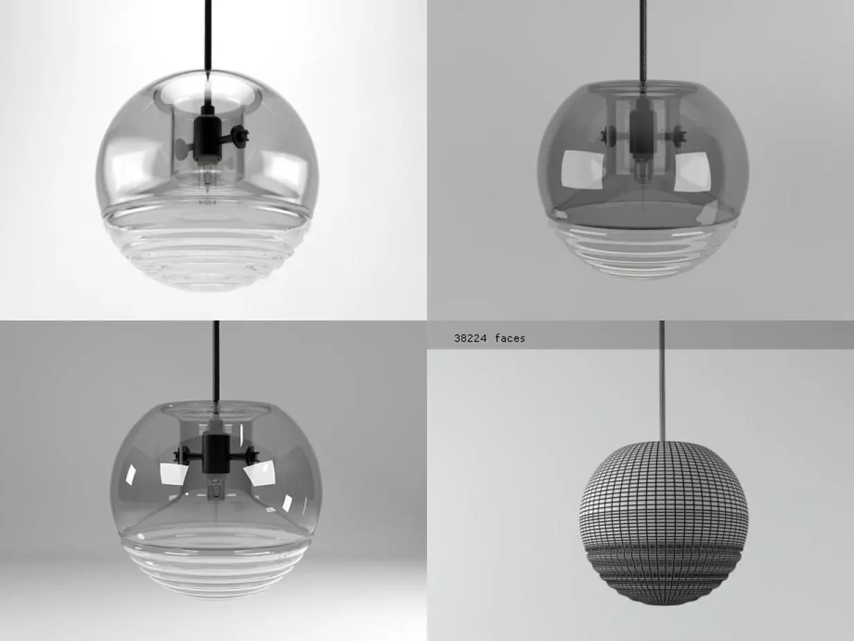 Flask four glass pendant lights 3D model_6