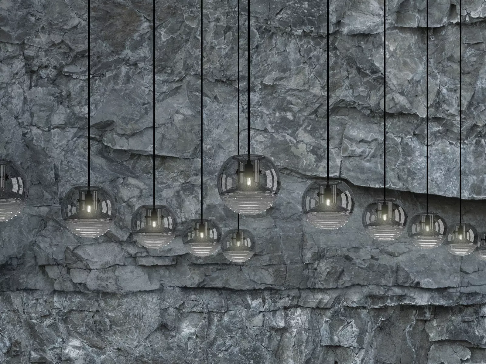 Flask four glass pendant lights 3D model_5