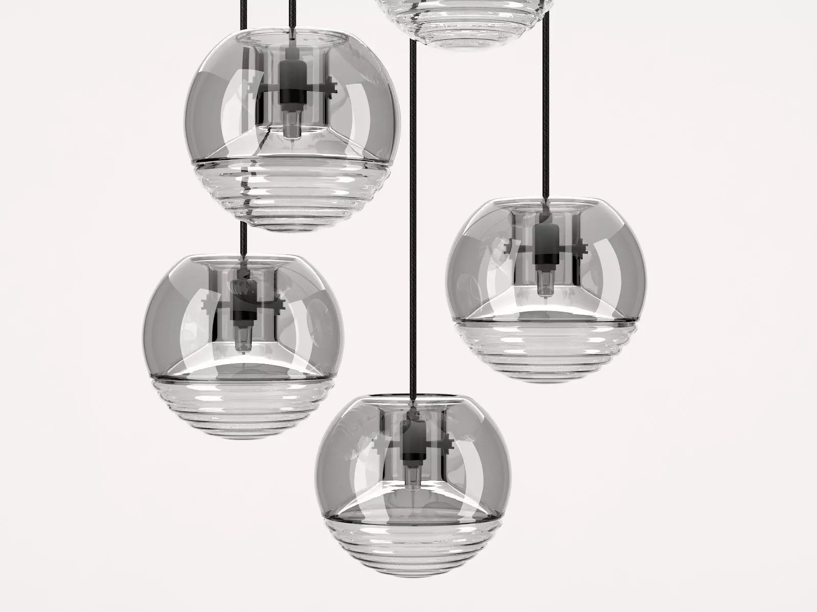 Flask four glass pendant lights 3D model_0