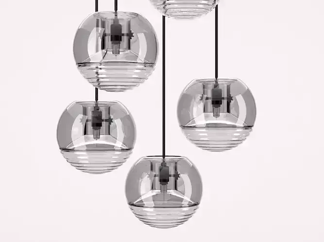 Flask four glass pendant lights 3D model