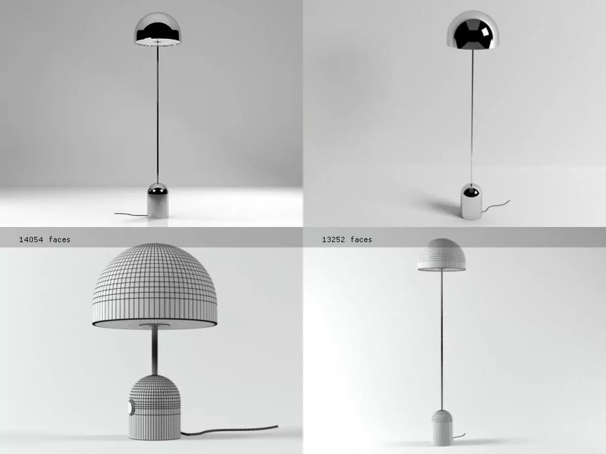 Bell table lamp with chrome dome 3D model_4