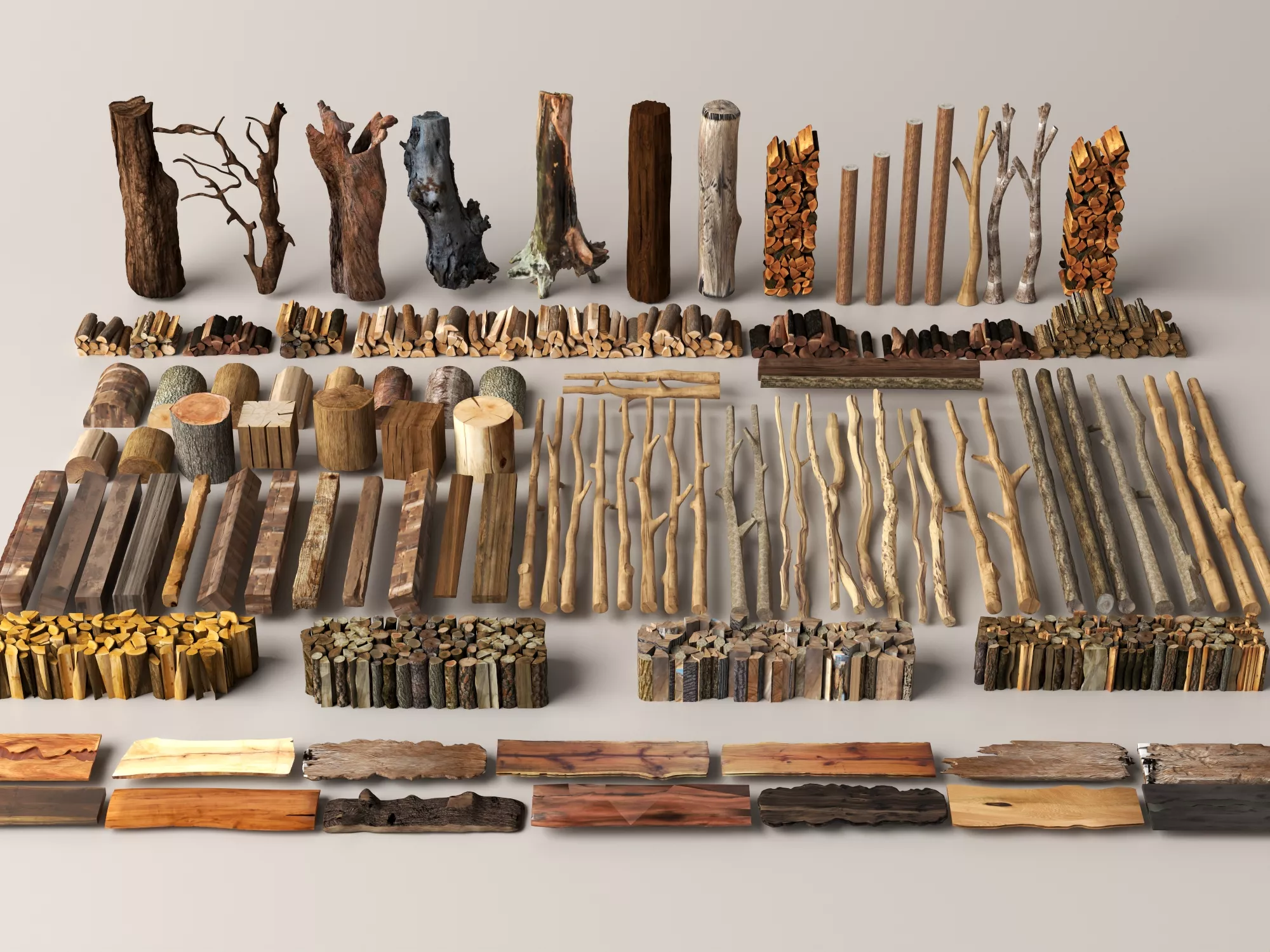 Firewood Logs Timber Collection 3D model