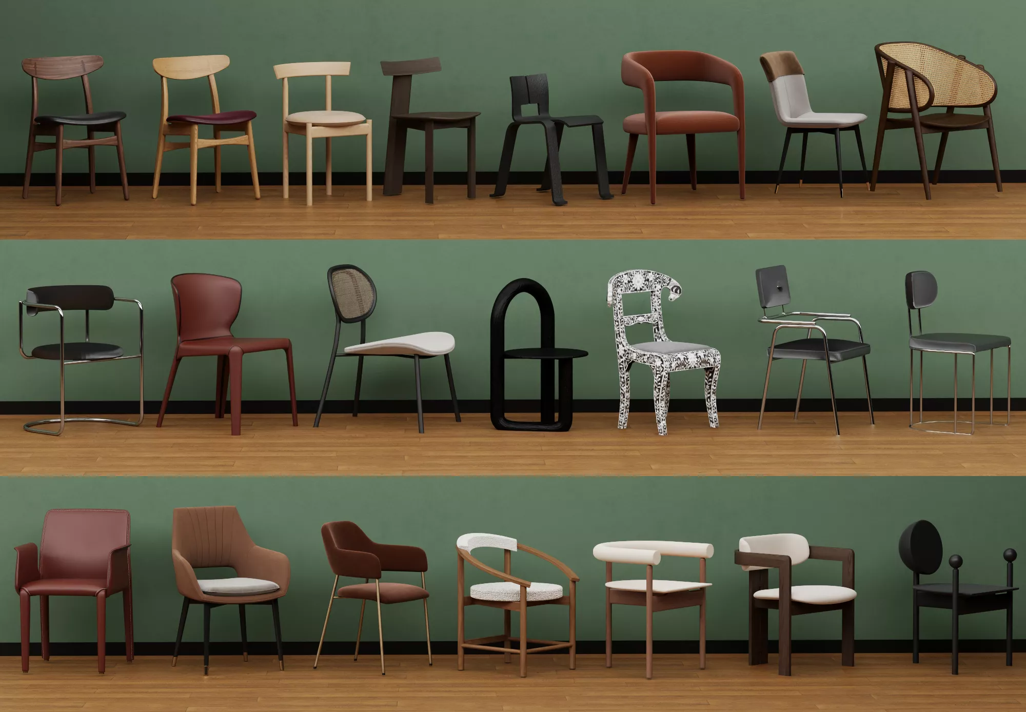 Modern Dining Chair Collection 3D model