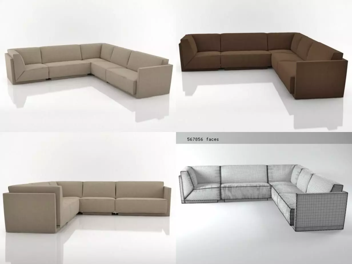 Doutzen set person sectional sofa 3D model_2