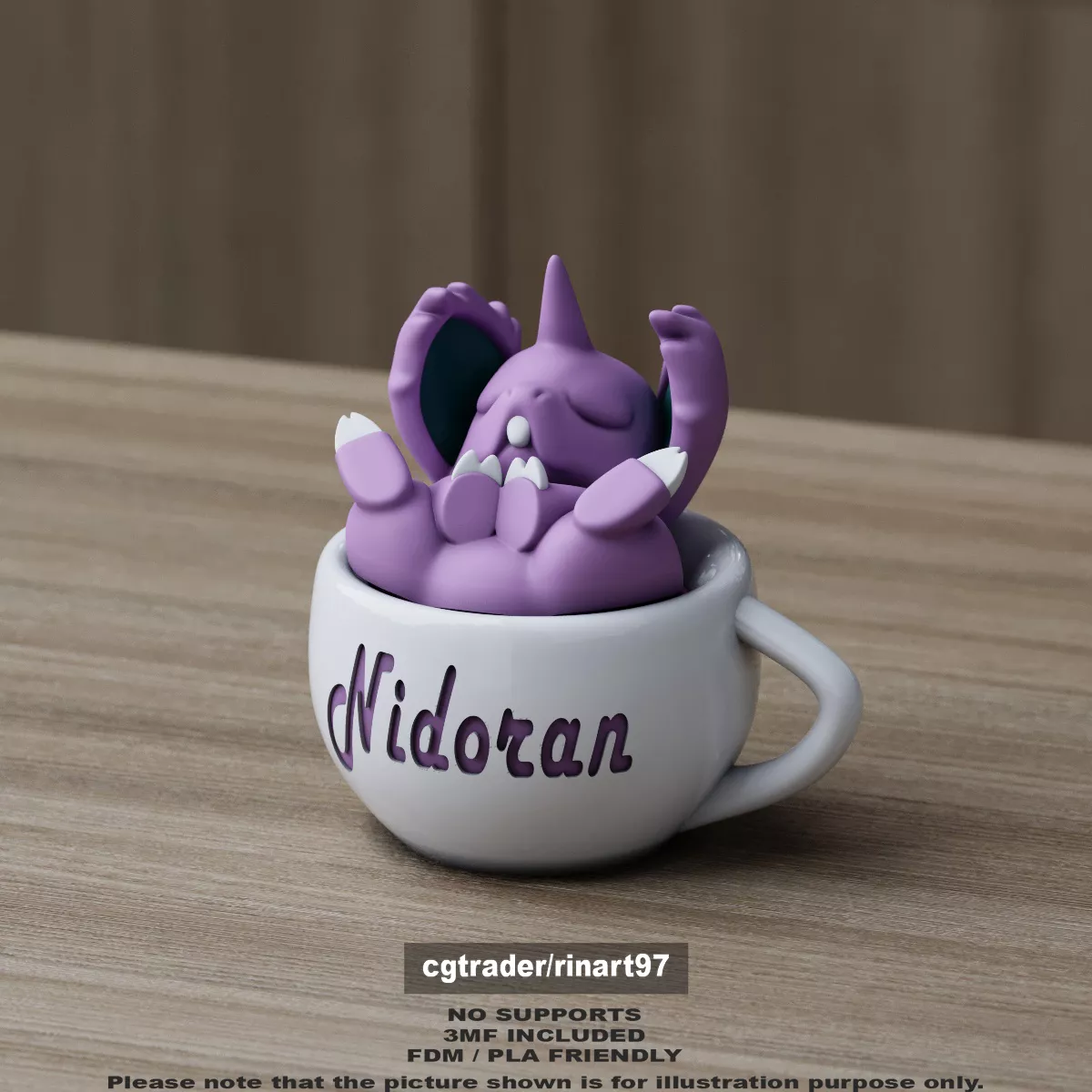 Nidoran male in the chill cup 3D print model
