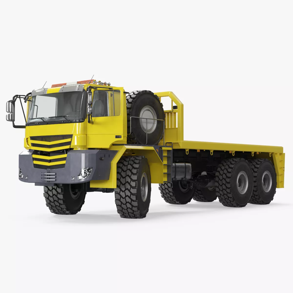 Industrial Transport Flatbed Truck Yellow Rigged 3D model