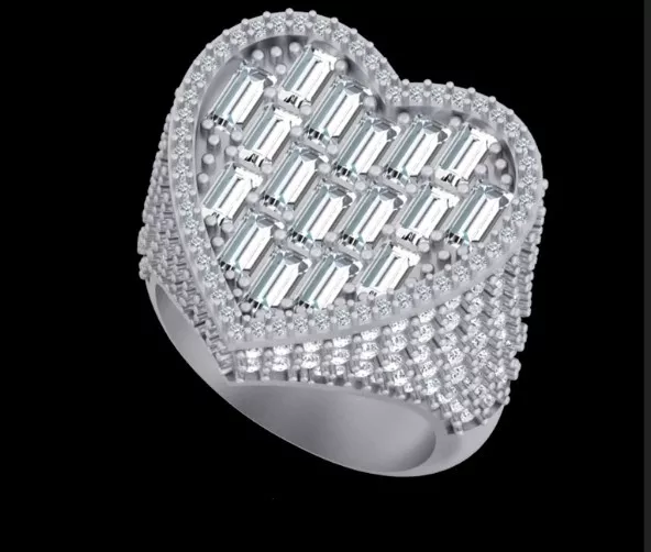 Heart Shape Diamond Halo Ring 3D print model