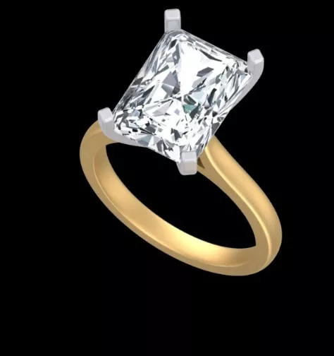 Radiant Cut Solitaire Diamond Engagement Ring Free 3D print model