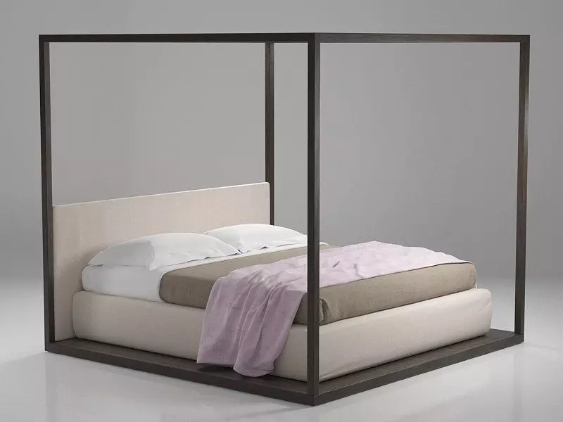 Alcova canopy bed frame 3D model_0