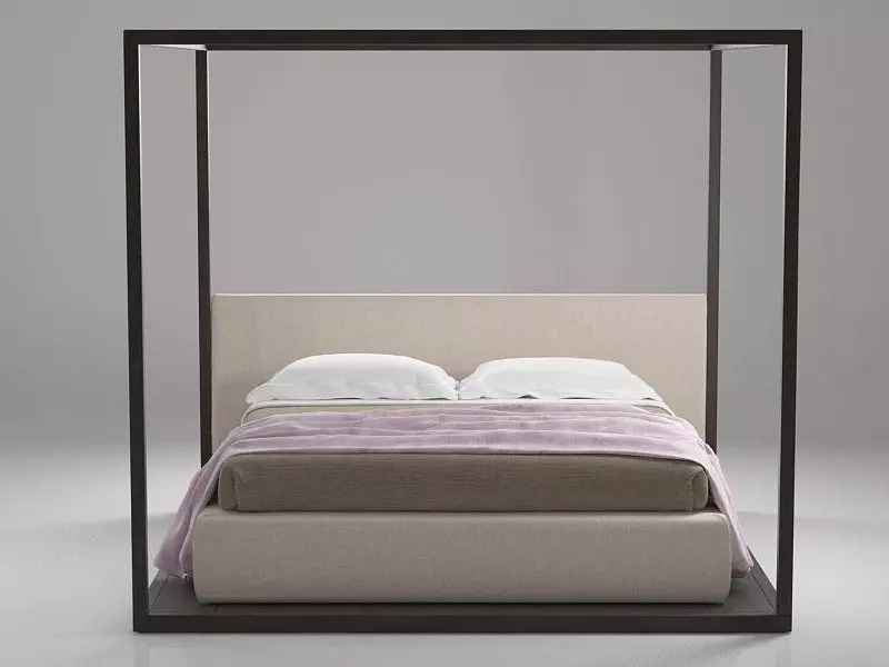 Alcova canopy bed frame 3D model_1