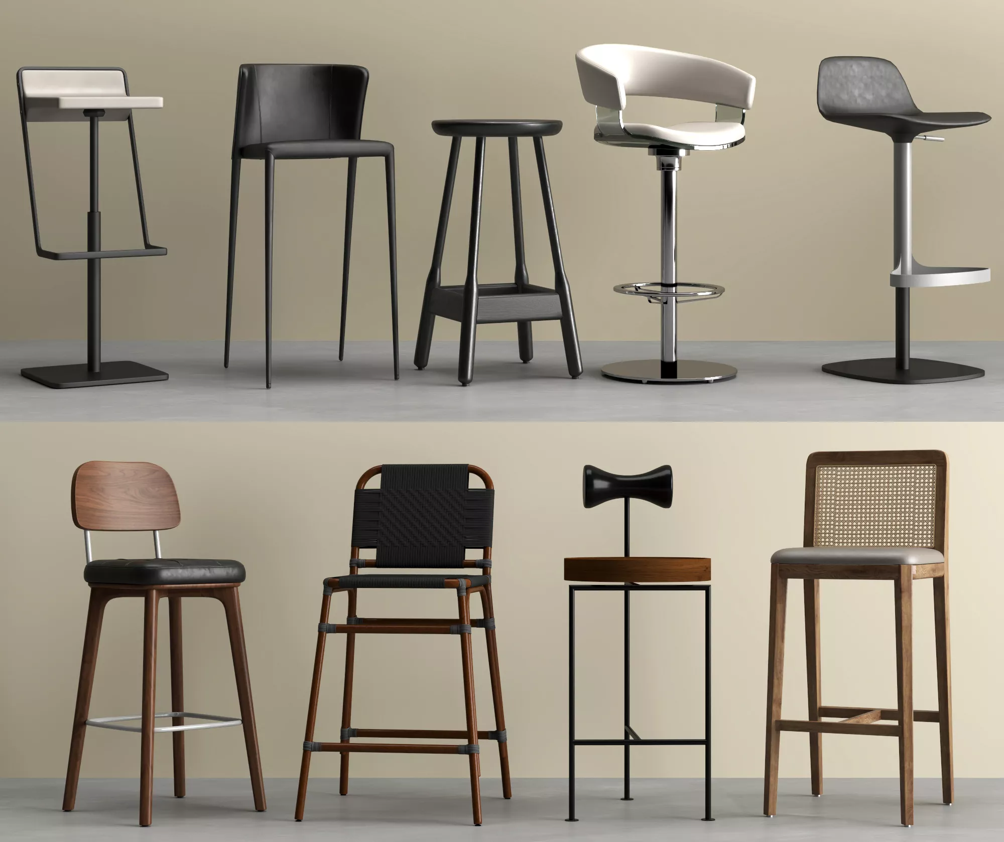 Modern Bar Stool Collection 3D model