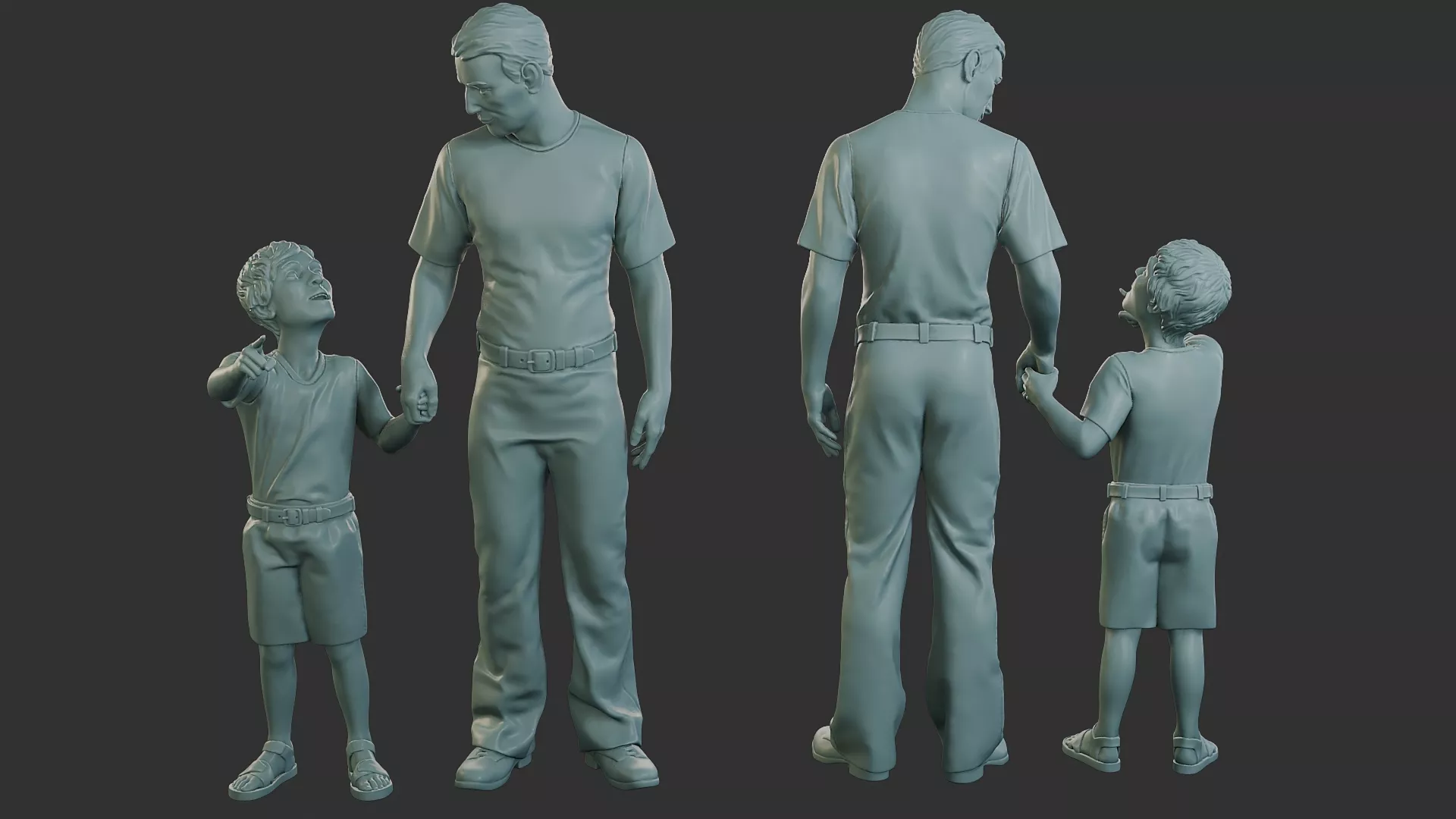 Street Father Son 001 3D print model