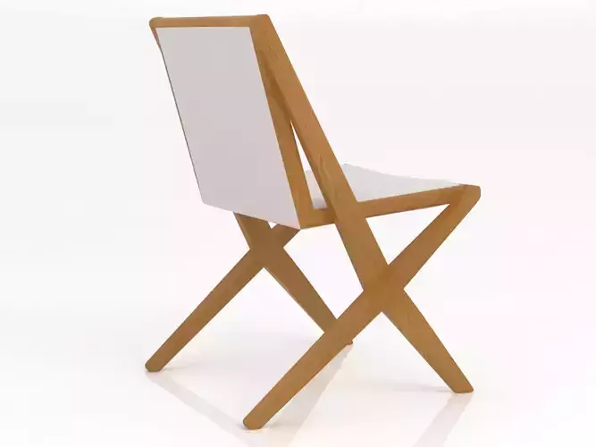 Luiza wooden chair with seat and back 3D model