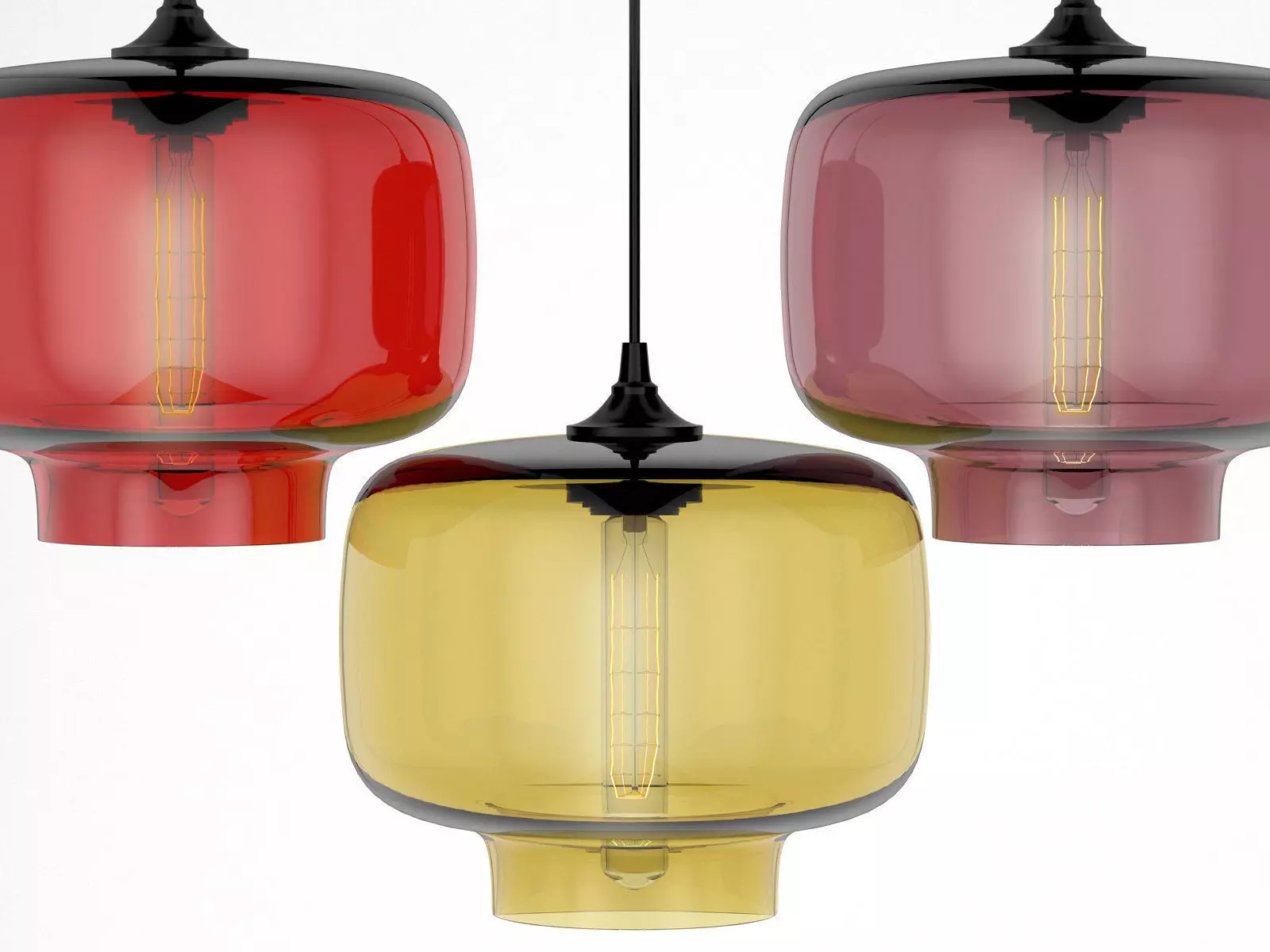 Pendant Set modern glass light 3D model_13