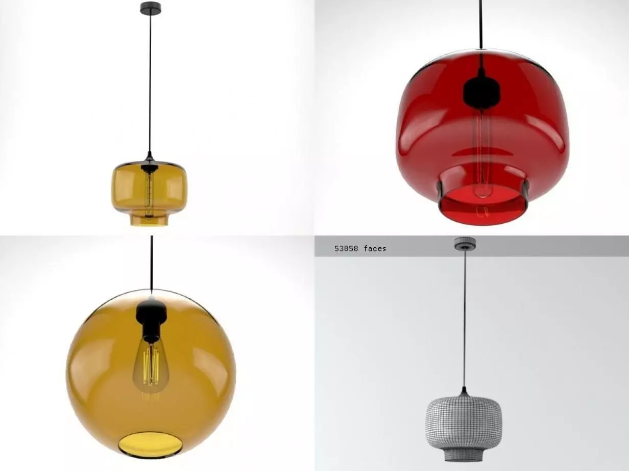 Pendant Set modern glass light 3D model_17