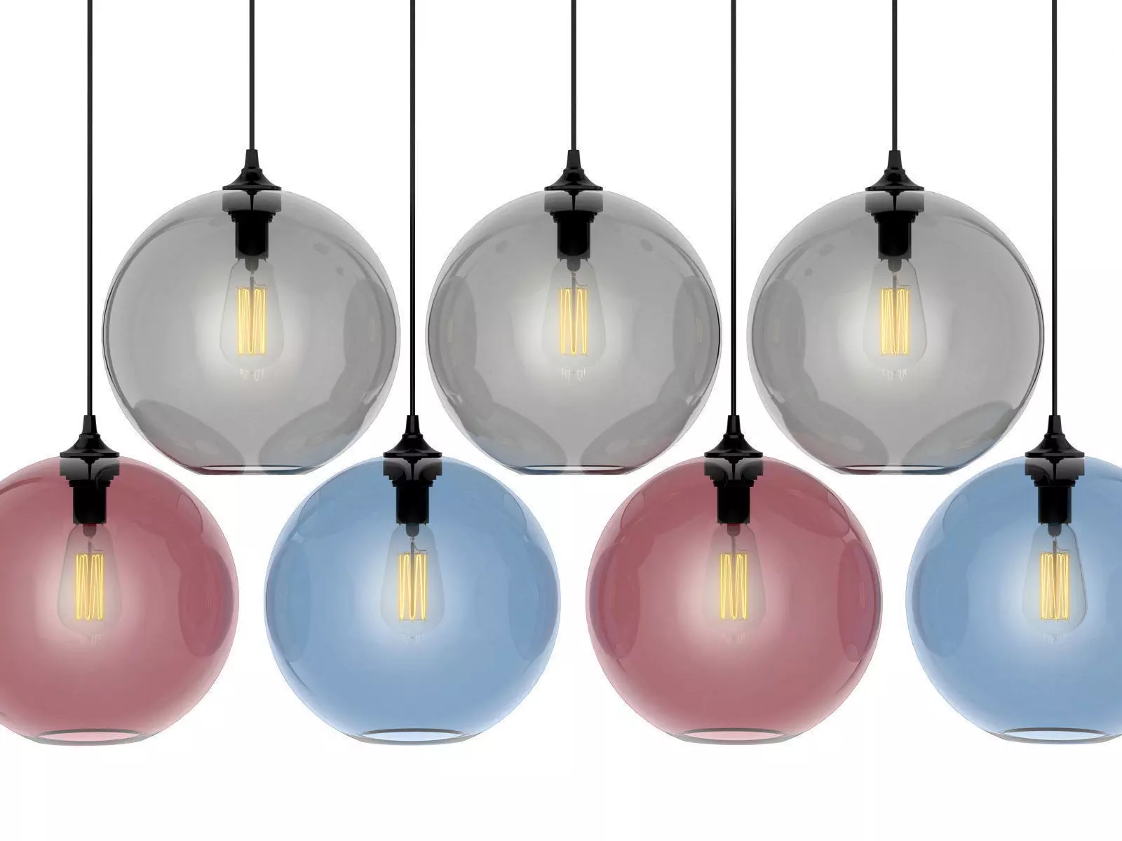 Pendant Set modern glass light 3D model_15